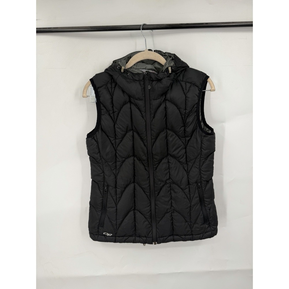 Outdoor Research Aria Down Puffer Hoodie Vest Women's Small Black Camp Hiking